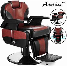 Artist Hand Black+Red Hydraulic Reclining Barber Chair Heavy Duty