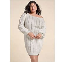 Women's Rhinestone Embellished Sweater Dress - Off White, Size 3X By Venus
