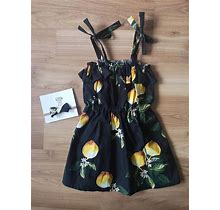 Lemon Print Sun Dress// Toddler Summer Dress With Tie Straps// Girls Lemon Print Summer Dress