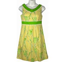 Lilly Pulitzer Originals Del Mar Koala Bamboo Yellow Green Shift Dress Size 0