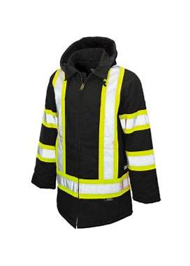 Tough Duck Men's Safety Parka Jacket, XLT, Black