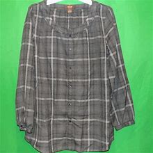 Victor Alfaro Tops | Women's Plaid Dress Shirt | Color: Black/Gray | Size: 16