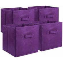 DII Nonwoven Polypropylene Cube Solid Eggplant Square, Set Of 4, Household Storage Containers, By Design Imports