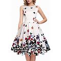 OWIN Women's Floral 1950S Vintage Swing Cocktail Party Dress Sleeveless With Pockets