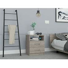 Xukmct Light/Gray Beside Table With 2 Drawers And 1 Shelf Wood Nightstand For Home Office Bedroom Light Gray