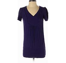 Cooperative Casual Dress - Shift V Neck Short Sleeve: Purple Solid Dresses - Women's Size X-Small