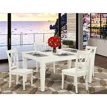 East West Furniture White Weston 5-Piece Wood Dining Room Set In Linen Size 5