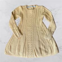 Girls Mustard Yellow Cable Knit Sweater Dress | Color: Yellow | Size: See Measurements