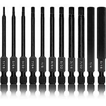 Neiko 01147A Allen Wrench Drill Bits, 11-Piece Hex Drill Bit Set, SAE Sizes 1/16" To 5/16", Magnetic Hex Head Bits, 3" Quick Release Shanks, S2 Steel