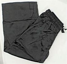 Roamans Elastic Waist Drawstring Wide Leg Lined Pant 5384, Black, Size