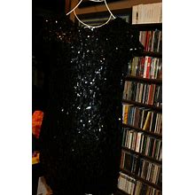 Topshop Top Shop Petite 6P Black Sequin Short Dress (B213)