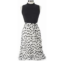 Petites Dot Pleated Dress In Black/White Size 12P By Northstyle Catalog