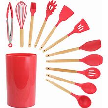 Megachef Silicone And Wood Cooking Utensils, Set Of 12