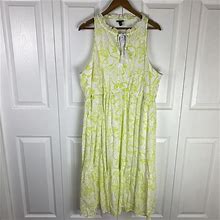 Torrid Dresses | Torrid 2X Dress Sleeveless Floral Midi Dress A-Line Tassel Sundress Green Ruffle | Color: Green | Size: 2X