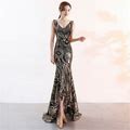 Long Formal Evening Party Dress Sequins Mermaid Gown Pageant