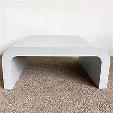 Postmodern Grey Lacquer Laminate Waterfall Coffee Table