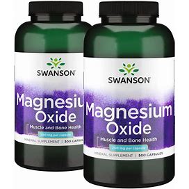 Swanson Premium Magnesium Oxide - 2 Pack Vitamin | 200 Mg 2 Pack