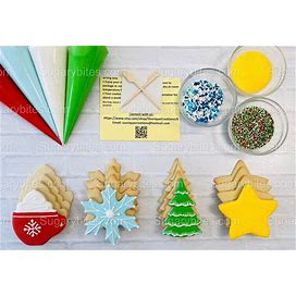 Christmas Cookie Decorating Kit, Christmas DIY Cookie Kit, (Large Cookies), INCLUDES 24 ITEMS With 4 Icing Bags & 3 Deluxe Sprinkles!!