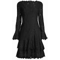 Shani Women's Tiered Flounce Lace Dress - Black - Size 8