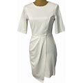 NWT Lulus Ivory Faux Wrap Knee Length 3/4 Sleeves Formal Casual Dress S