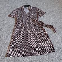 Loft Dresses | Ann Taylor Loft Wrap Midi Dress. | Color: Black/Red | Size: 4