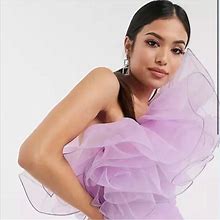 Club London Dresses | Asos Petite Organaza Ruffle One Shoulder Mini Dress | Color: Purple | Size: 0