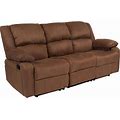 Harmony Series Microfiber Sofa With Two Built-In Recliners, Chocolate Brown