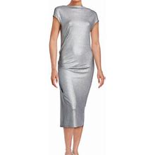 H By Halston Dresses | H By Halston Ruched Metallic Column Dress | Color: Black/Silver | Size: L