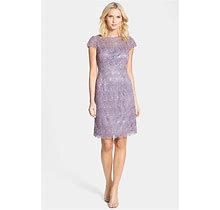 Patra Lilac Amethyst Metallic Lace Shift Dress Size 8