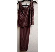 R&M Richards Mother Of The Bride Pant Suit, 3 Pieces Dress Set, MAROON Size 6