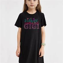 Girls ( 13-16Y ) FOOTBALL GIGI 3D Pattern Casual Short Sleeve T-Shirt, Blouses Dress Summer Comfy Loose Tee Dresses,Black,Brand-New,By Temu