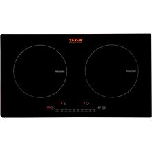 VEVOR Electric Cooktop 2 Burners 24'' Induction Stove Top Built-In Magnetic Cooktop 1800W 9 Heating Level Multifunctional Burner Led Touch Screen W/
