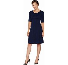 H By Halston Petite Knit Jacquard Fit & Flare Dress Blue PM A294982 QVC J