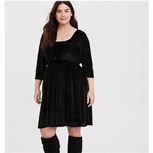 Torrid Dresses | Torrid Black Mesh Flocked Skater Dress | Color: Black | Size: 2X