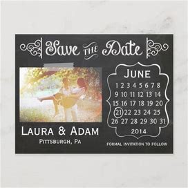 Add Your Own Photo Chalkboard Save The Date Announcement Postcard