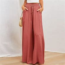 Hupom Palazzo Pants For Women Casual Pants For Women In Clothing Chinos High Waist Rise Ankle Flare-Leg Watermelon Red XL