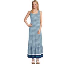 Petite Lands' End Cotton Modal Tiered Maxi Dress, Women's, Size: Medium Petite, Green