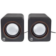 Manhattan 2600 Series Speaker System, Small Size, Big Sound, Two Speakers, Stereo, USB Power, Output: 2X 3W, 3.5mm Plug For Sound, In-Line Volume