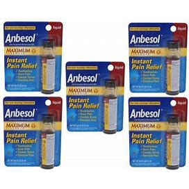 5 Pack Anbesol Liquid Maximum Strength 0.41Oz Each