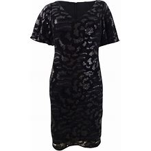 Calvin Klein Dresses | Calvin Klein Women's Plus Size Sequined Embossed Velvet Dress - Black | Color: Black | Size: Various