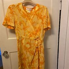 Escada Dresses | Escada 100% Silk Midi Dress | Color: Orange/Yellow | Size: M