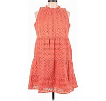 Ann Taylor LOFT Casual Dress Mock Sleeveless: Orange Dresses - Women's Size Medium Petite
