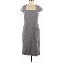 Venus Casual Dress - Sheath Square Short Sleeves: Gray Print Dresses - Women's Size 6
