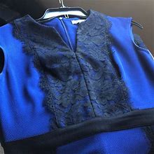 Danny & Nicole Dresses | Align Pencil Dress Size 4. Blue/Black Lace Trim | Color: Black/Blue | Size: 4