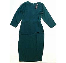 Maisalo Tade Structured Asymmetric Peplum Dress, Army Green, Small