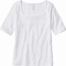 Women's Pima Cotton Tee, Soft Squareneck Elbow-Sleeve White Extra Large | L.L.Bean