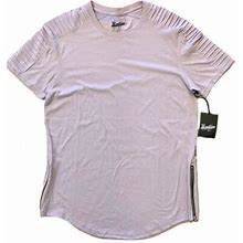 Brooklyn Cloth Mfg Lavender Ss Shirt Sz L Large Shoulder Zipper Detail