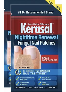 Kerasal Nighttime Renewal Fungal Nail Patches - 14 Patch Twin Pack - Overnight Nail Repair For Nail Fungus Damage, 8-Hour Nail Treatment Restores
