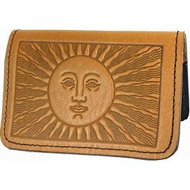 Oberon Design Leather Business Card Holder, Mini Wallet, Sun Marigold