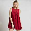 Free People Tu-Es-La Maroon Red Lace Babydoll Mini Dress Xs